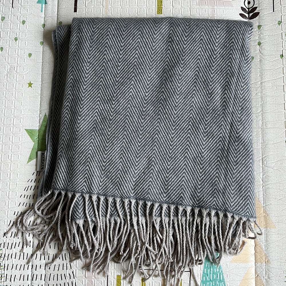 Kanata Herringbone Gray Throw Blanket